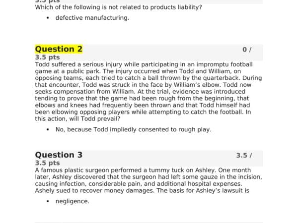 JURI 560 Quiz Final 2024 Liberty